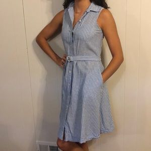 Blue and white stripped dress